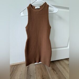 Aritzia Babaton Tan/ Camel Ribbed Knit dress